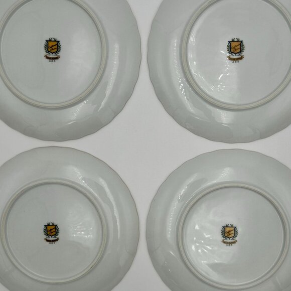 Set of 4 Hutschenreuther Selb Bavarian Porcelain Dessert Pie Plates Gold Rim - Picture 12 of 12